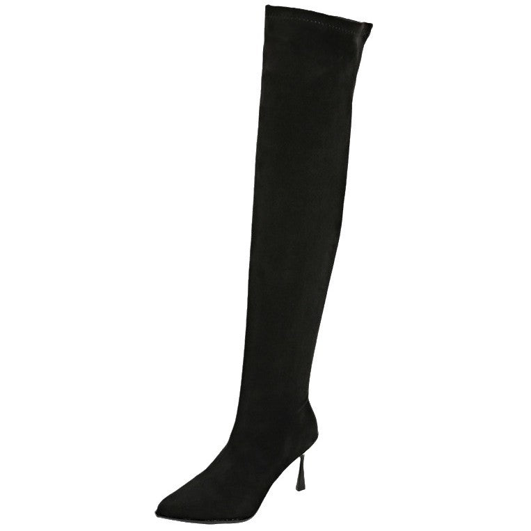 Plus-Size High-Heeled Slimming Long Boots for Women