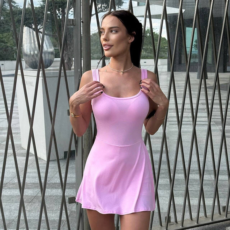 Womens Solid-color Casual Fitness Sexy Sports Mini Skirt