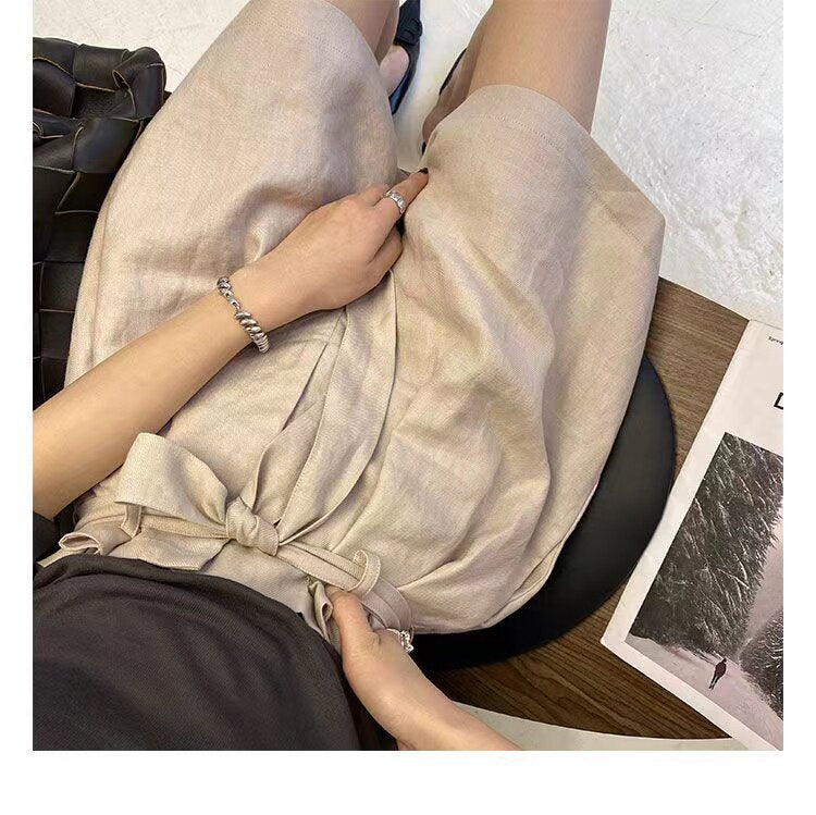 High-waisted Cotton-linen Shorts for Women - Trendy Comfort