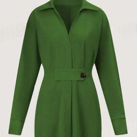 Elegant Long-Sleeve Commuter Dress for Spring and Summer