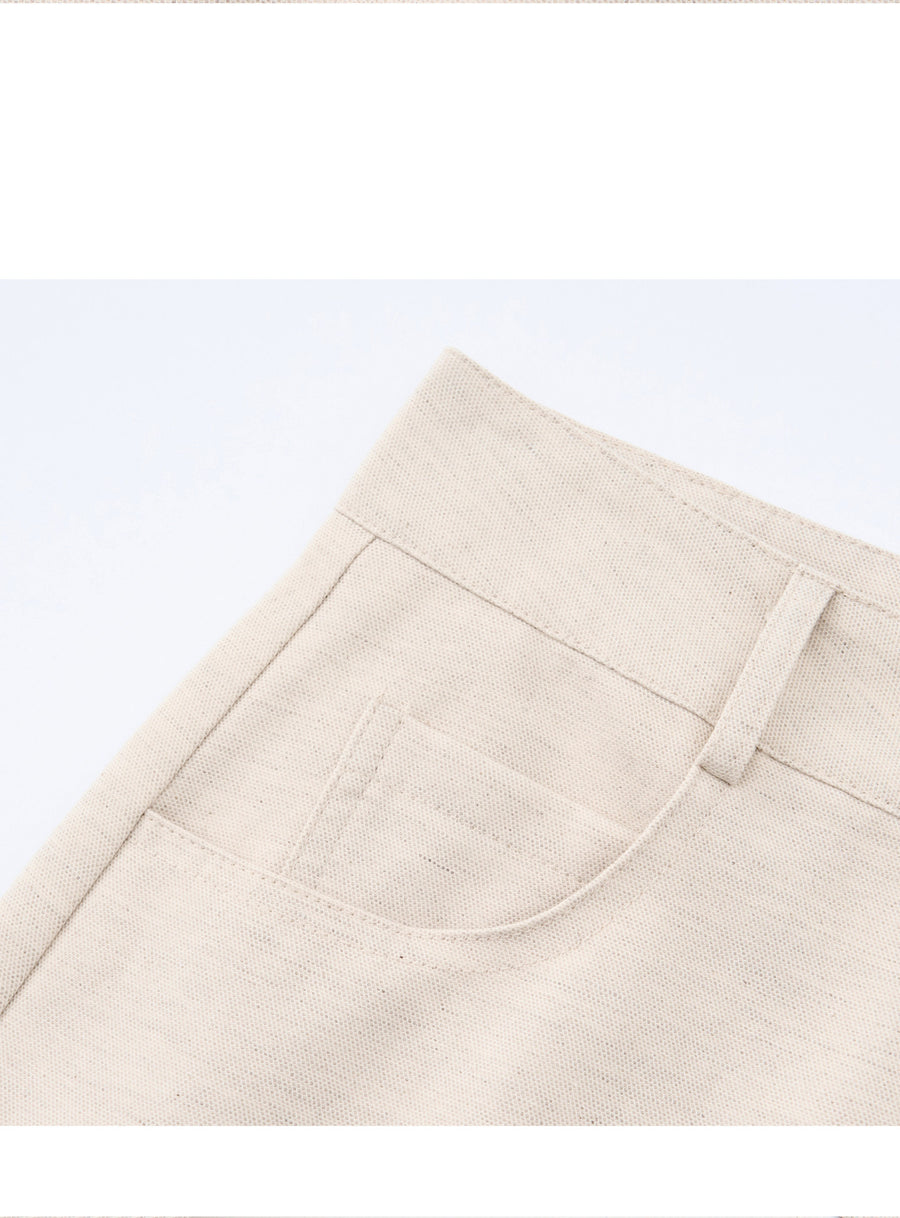 High-waisted Slimming Cotton-linen Dress for Women