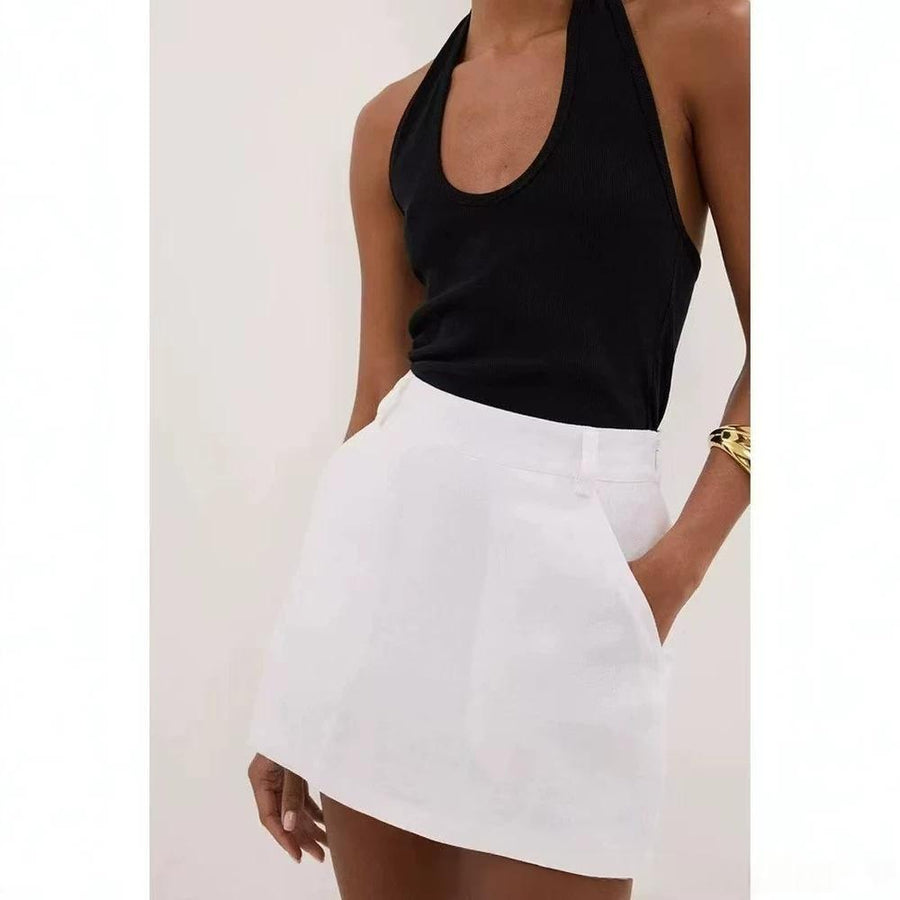 Simple-style Linen Skort for Women - Effortless Chic