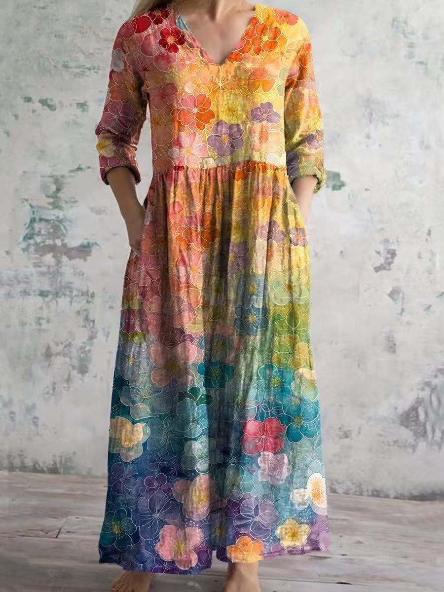 Summer Casual Loose Long-sleeve Dress for Effortless Style