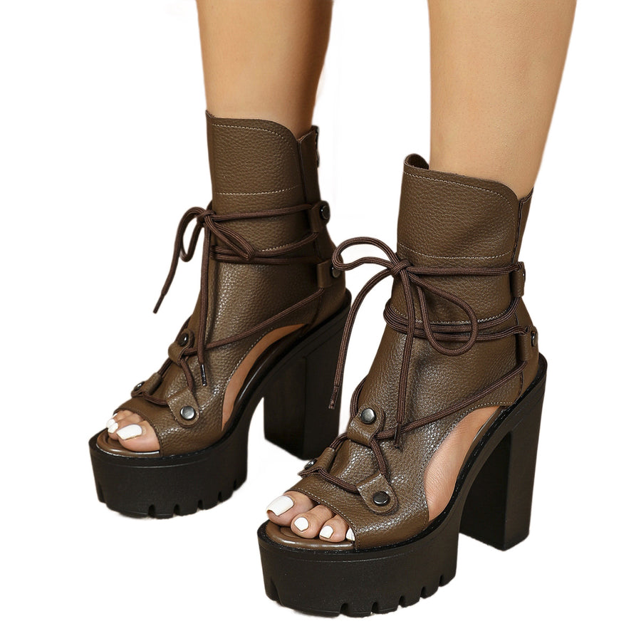 Womens Large-Size Sandals With High Chunky Heel - Stylish Comfort