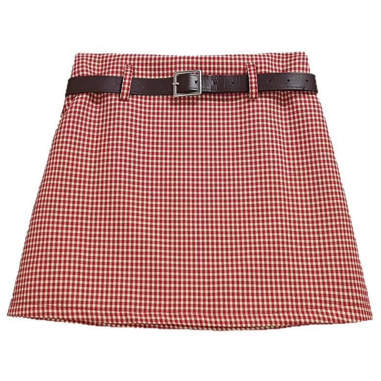 Womens Houndstooth Casual Maxi Skirt With Belt