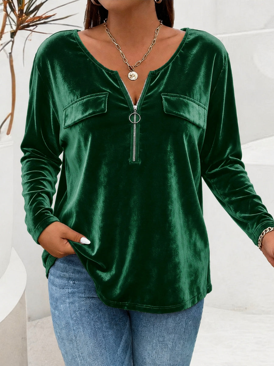 Large Size Long-Sleeved V-Neck Shirt for Effortless Style