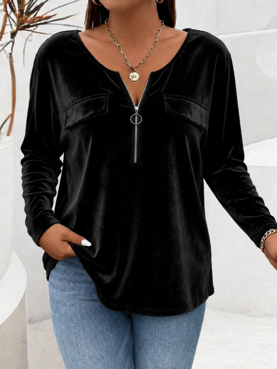 Large Size Long-Sleeved V-Neck Shirt for Effortless Style