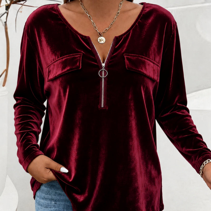 Large Size Long-Sleeved V-Neck Shirt for Effortless Style