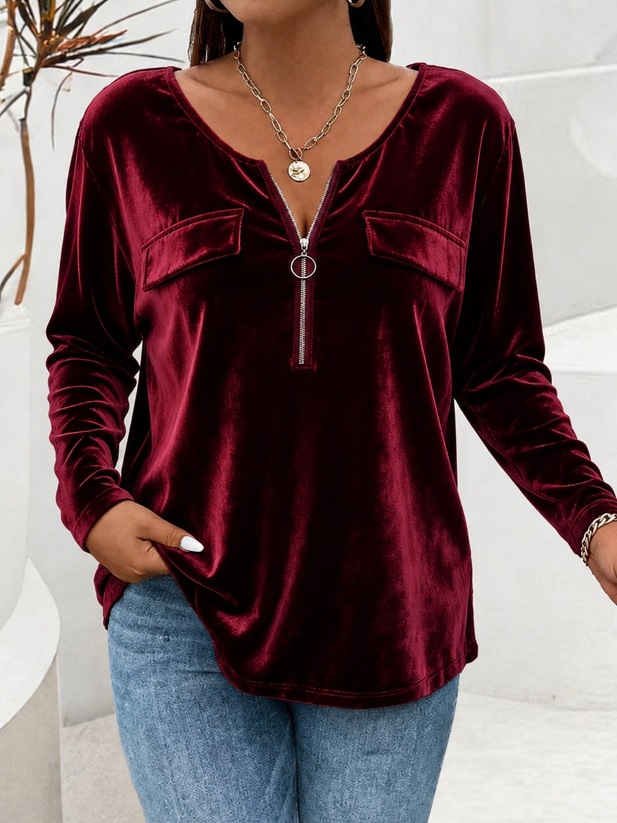 Large Size Long-Sleeved V-Neck Shirt for Effortless Style