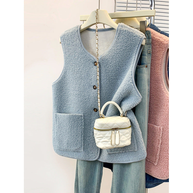Loose-Fitting Versatile Layered Thermal Vest for Women