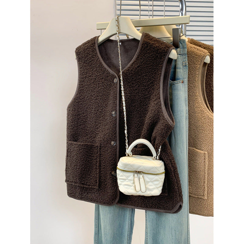 Loose-Fitting Versatile Layered Thermal Vest for Women