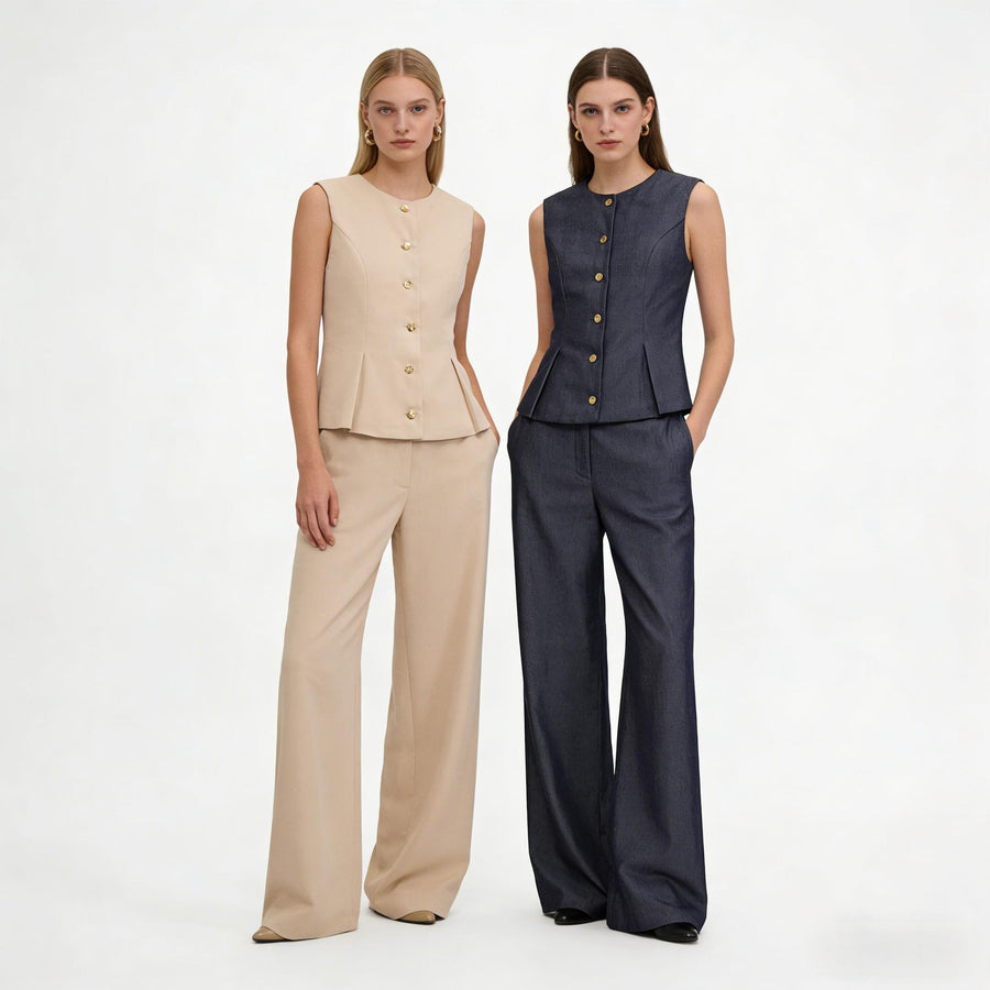 Womens Summer Casual Wide-leg Long Pants Set for Comfort