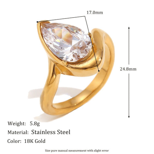Water Drop Zircon Ring for Women - Stunning Statement Ring