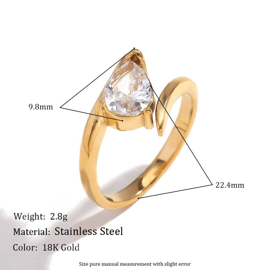 Water Drop Zircon Ring for Women - Stunning Statement Ring