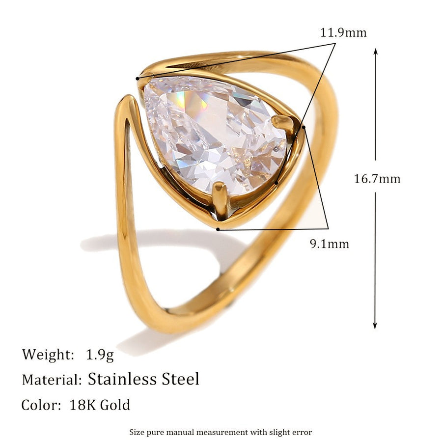 Water Drop Zircon Ring for Women - Stunning Statement Ring