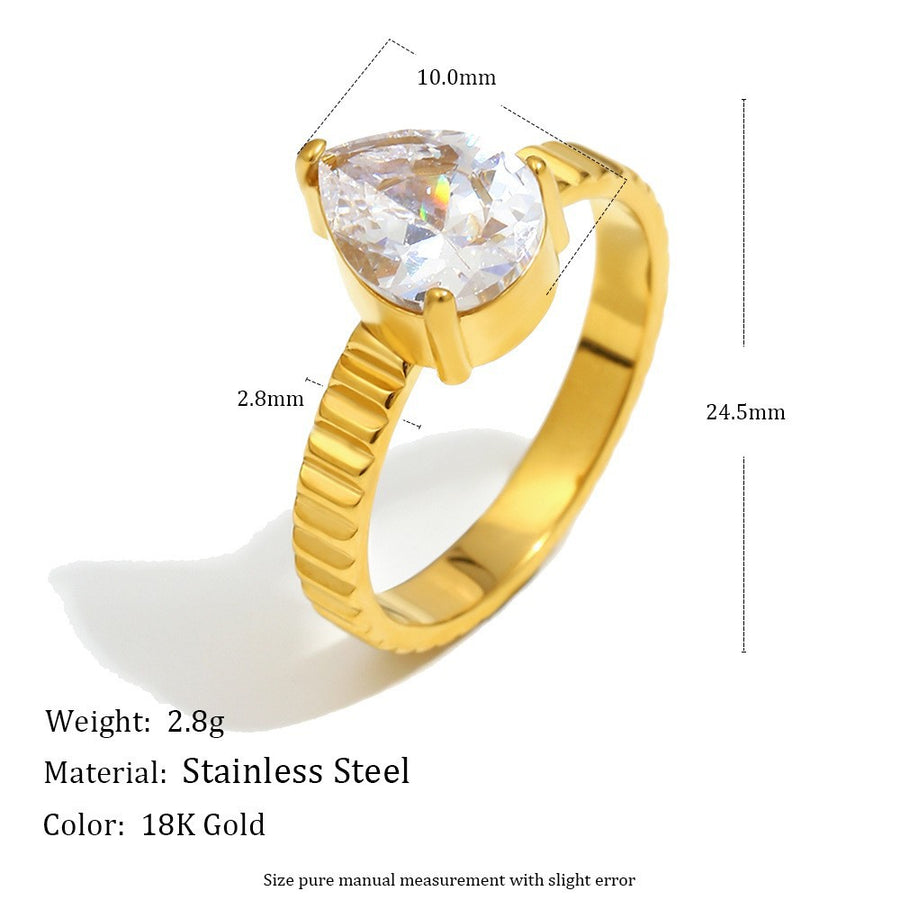 Water Drop Zircon Ring for Women - Stunning Statement Ring