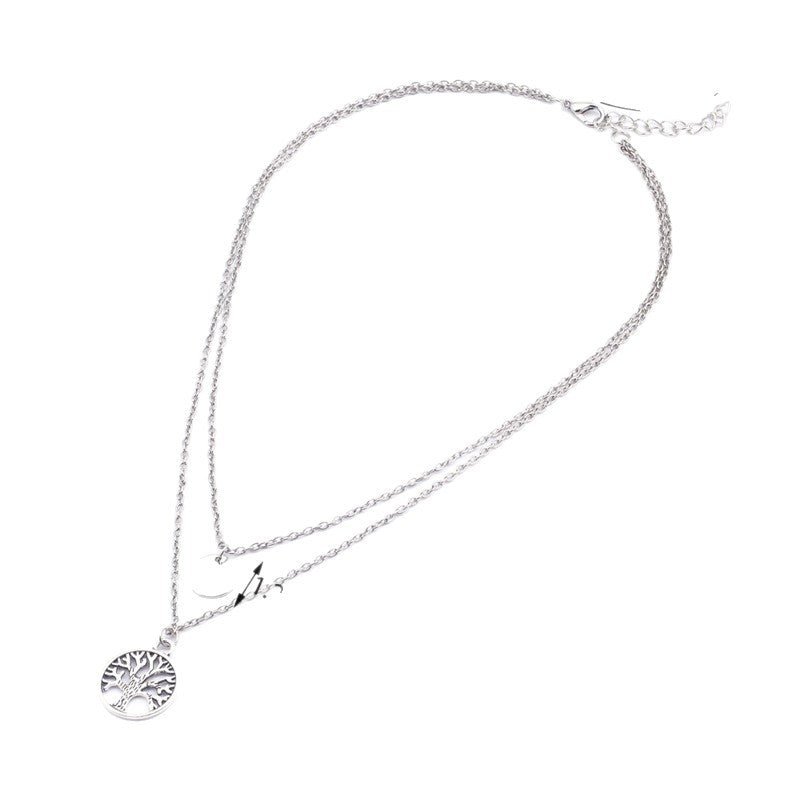 Fashionable Hollow-Out Wishing Tree Double-Layered Necklace