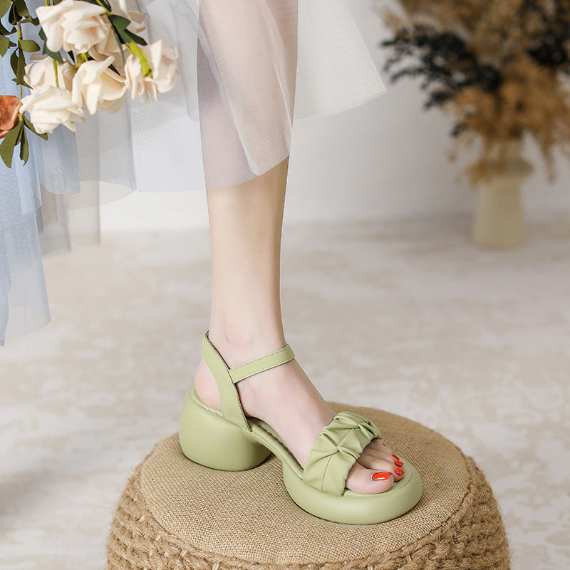 One-strap Chunky-heeled Soft-soled Beach High Heels