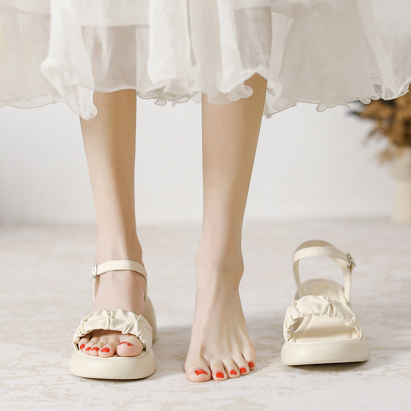 One-strap Chunky-heeled Soft-soled Beach High Heels