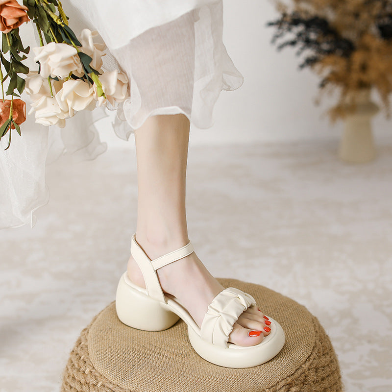One-strap Chunky-heeled Soft-soled Beach High Heels