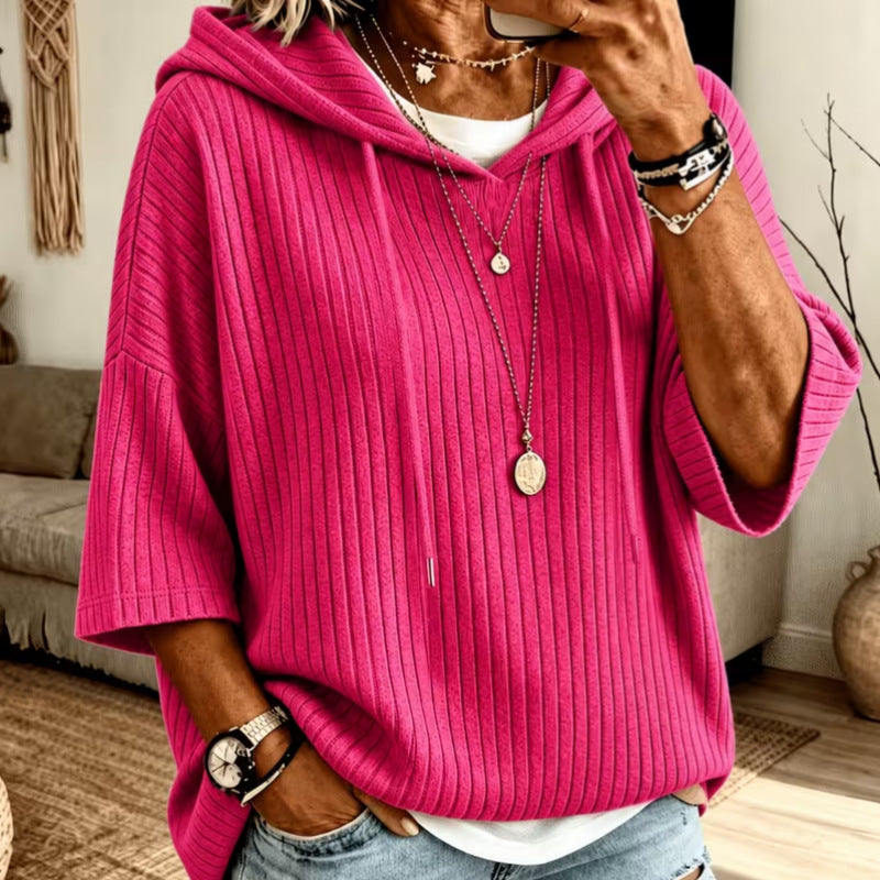 Solid-Color Hoodie with Double Hoods and a Drawstring