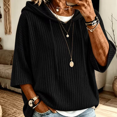Solid-Color Hoodie with Double Hoods and a Drawstring
