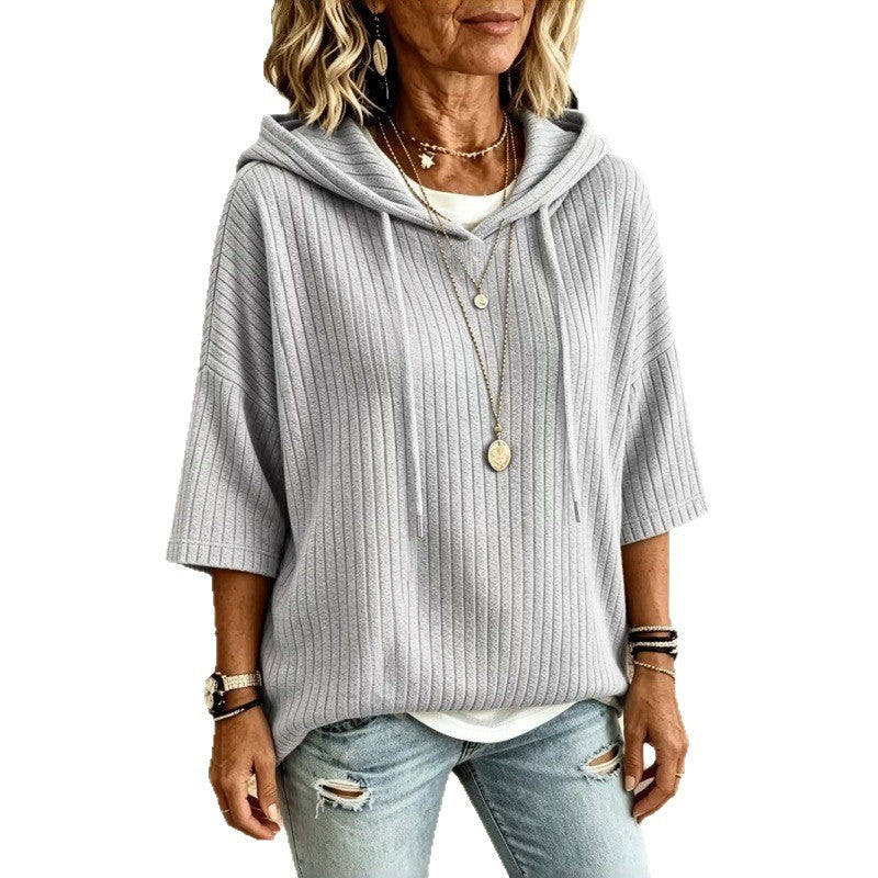 Solid-Color Hoodie with Double Hoods and a Drawstring