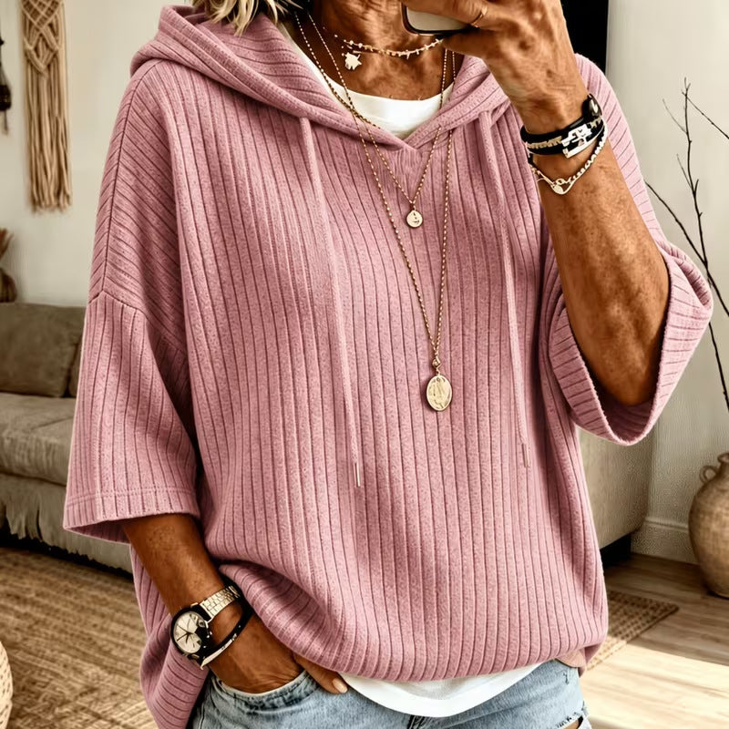Solid-Color Hoodie with Double Hoods and a Drawstring
