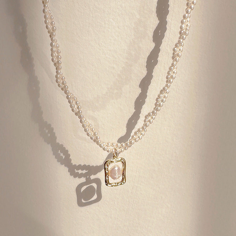 Stylish Double-Wrap Pearl Necklace - Layered Necklace for Women