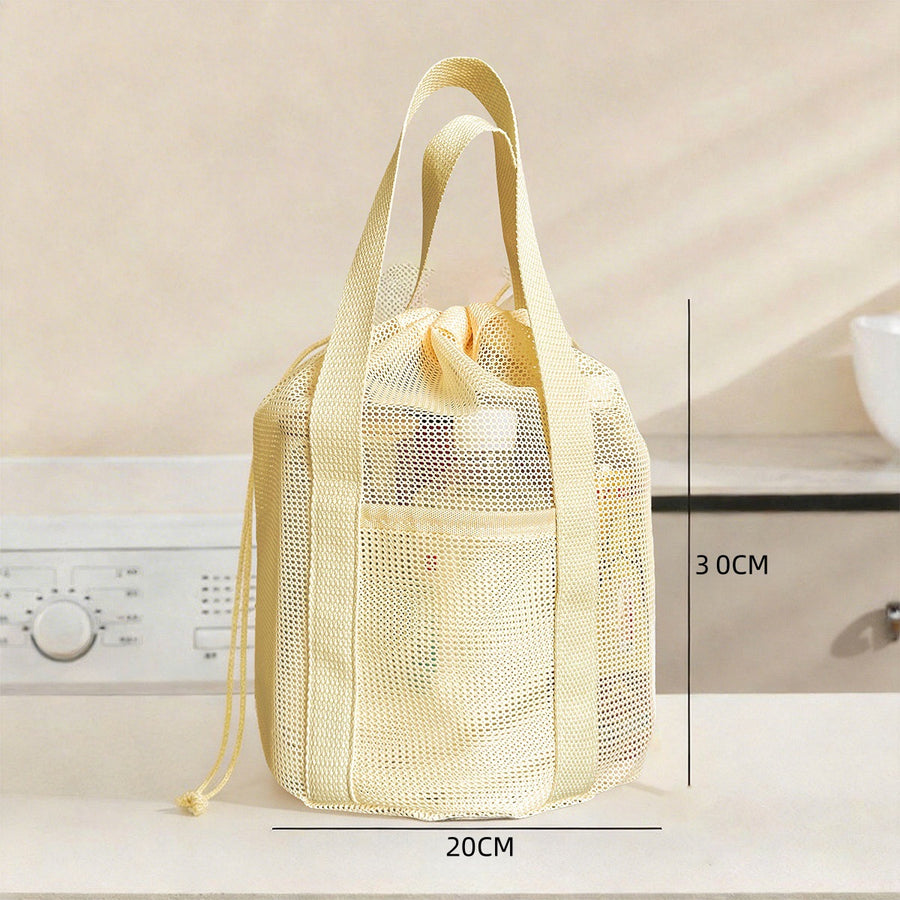 Round Travel Toiletry Makeup Drawstring Mesh Bag