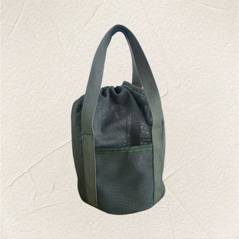 Round Travel Toiletry Makeup Drawstring Mesh Bag