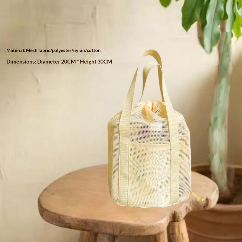 Round Travel Toiletry Makeup Drawstring Mesh Bag
