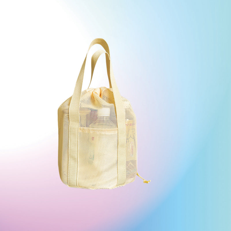 Round Travel Toiletry Makeup Drawstring Mesh Bag