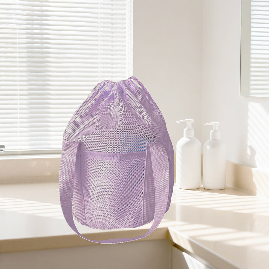 Round Travel Toiletry Makeup Drawstring Mesh Bag