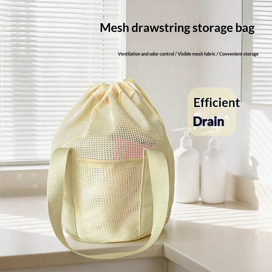 Round Travel Toiletry Makeup Drawstring Mesh Bag