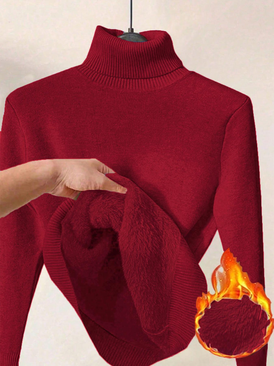 Womens Solid-Color Thermal Turtleneck Sweater Dress