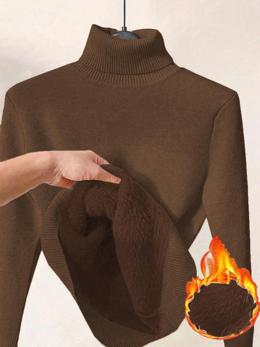 Womens Solid-Color Thermal Turtleneck Sweater Dress