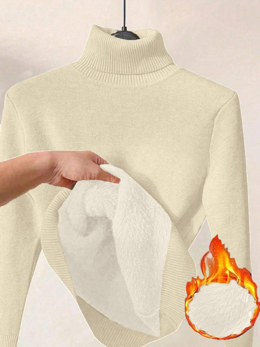 Womens Solid-Color Thermal Turtleneck Sweater Dress
