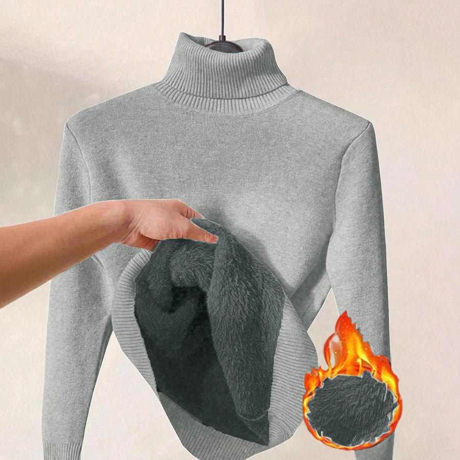 Womens Solid-Color Thermal Turtleneck Sweater Dress