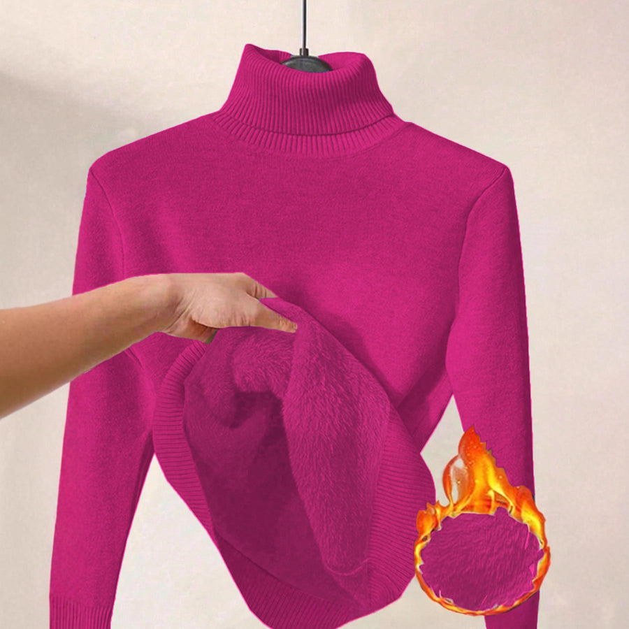Womens Solid-Color Thermal Turtleneck Sweater Dress