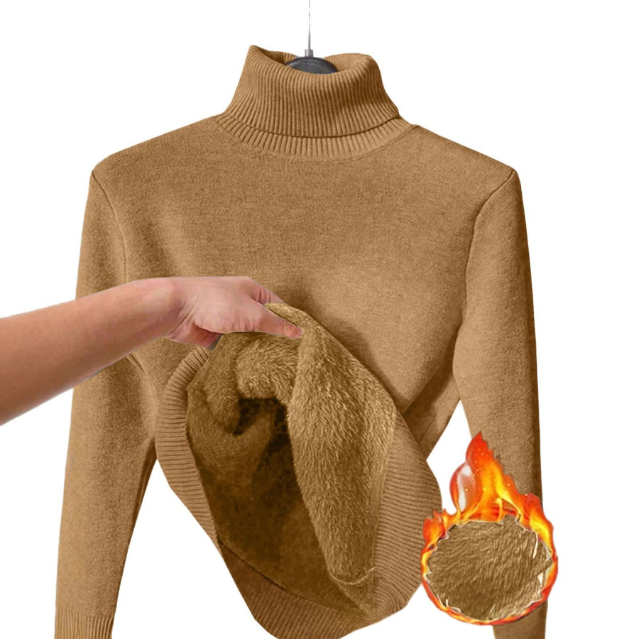 Womens Solid-Color Thermal Turtleneck Sweater Dress