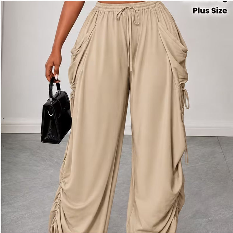 Draped Floor-length Athletic Casual Pants | Wide Leg Pants