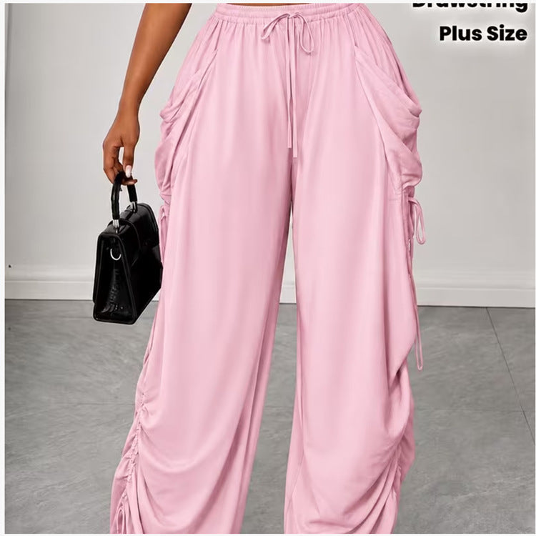 Draped Floor-length Athletic Casual Pants | Wide Leg Pants