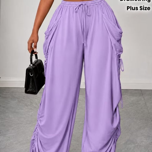 Draped Floor-length Athletic Casual Pants | Wide Leg Pants