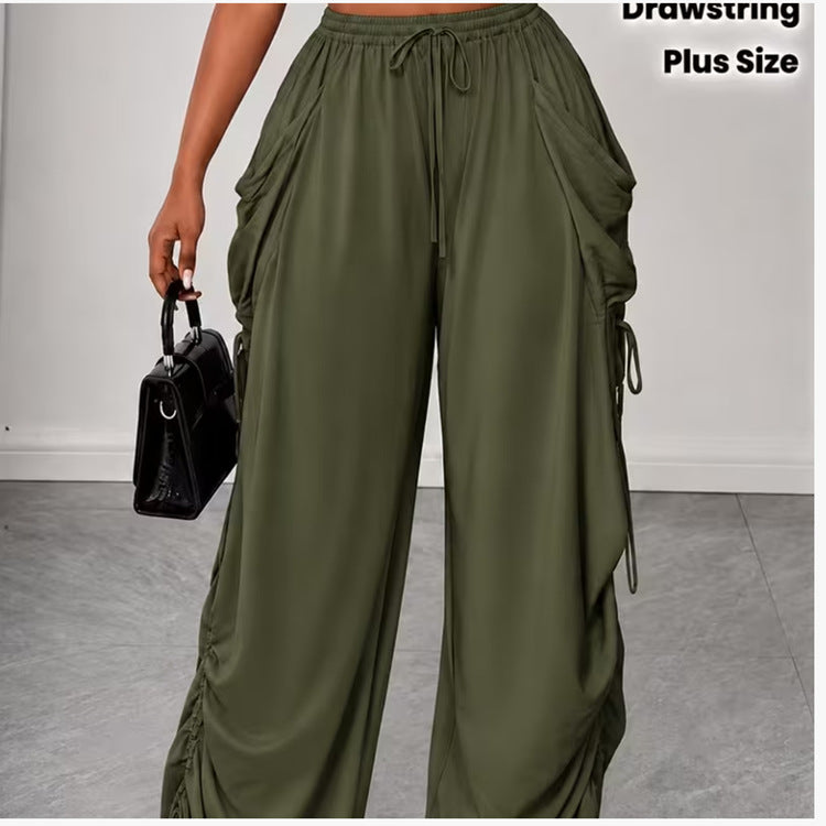 Draped Floor-length Athletic Casual Pants | Wide Leg Pants