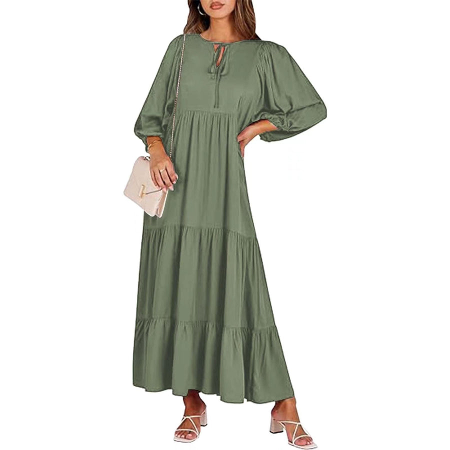 Geometric Print Puff Sleeve Dress for Plus Size Women