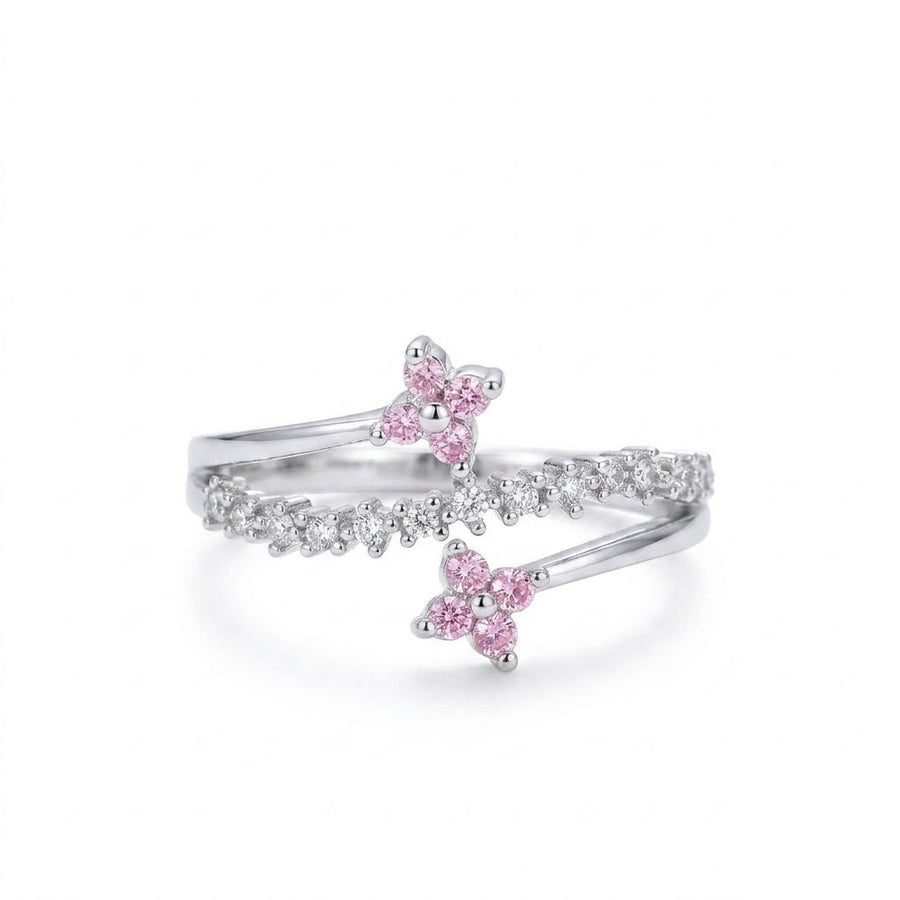 Womens Copper-plated 18k Gold Double-flower Statement Ring