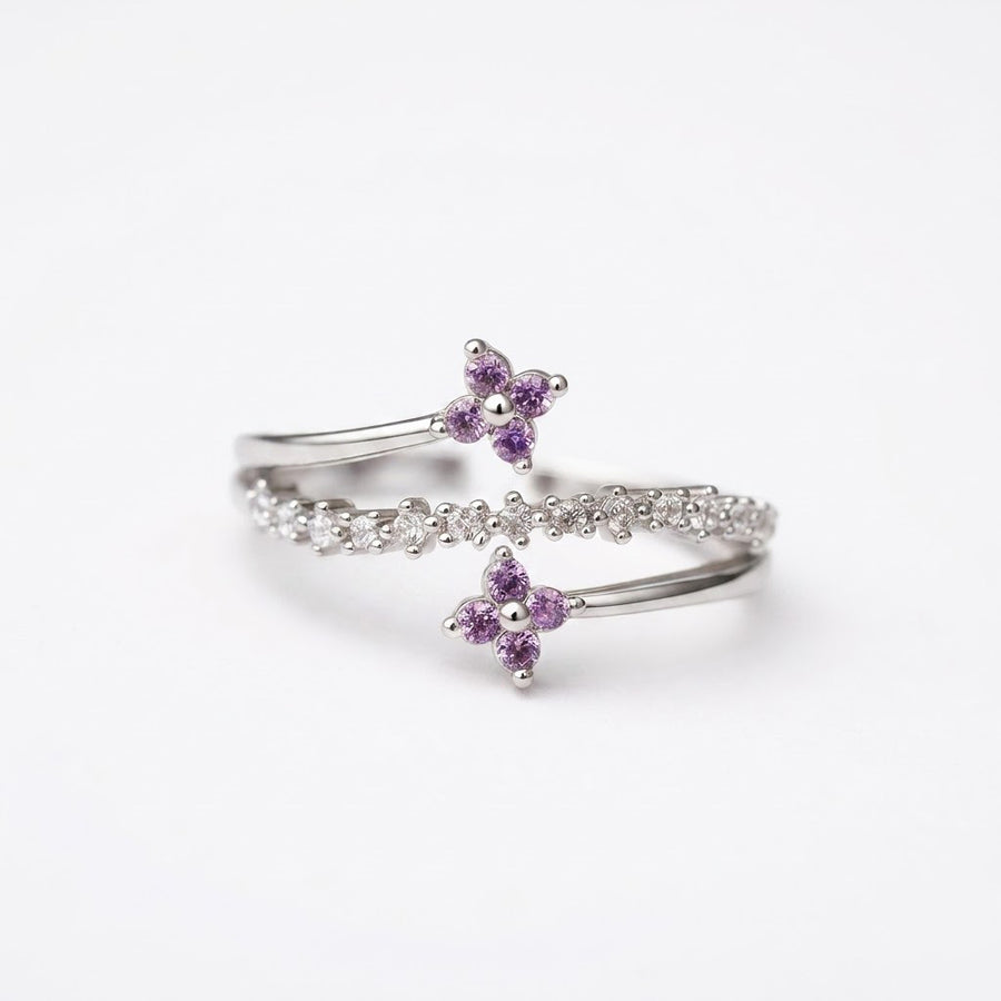 Womens Copper-plated 18k Gold Double-flower Statement Ring
