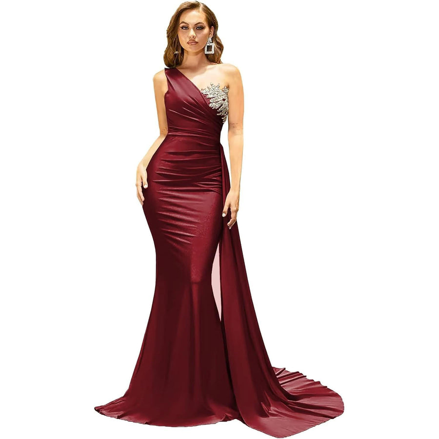 New Minimalist One-shoulder Sexy Evening Gown for Ladies