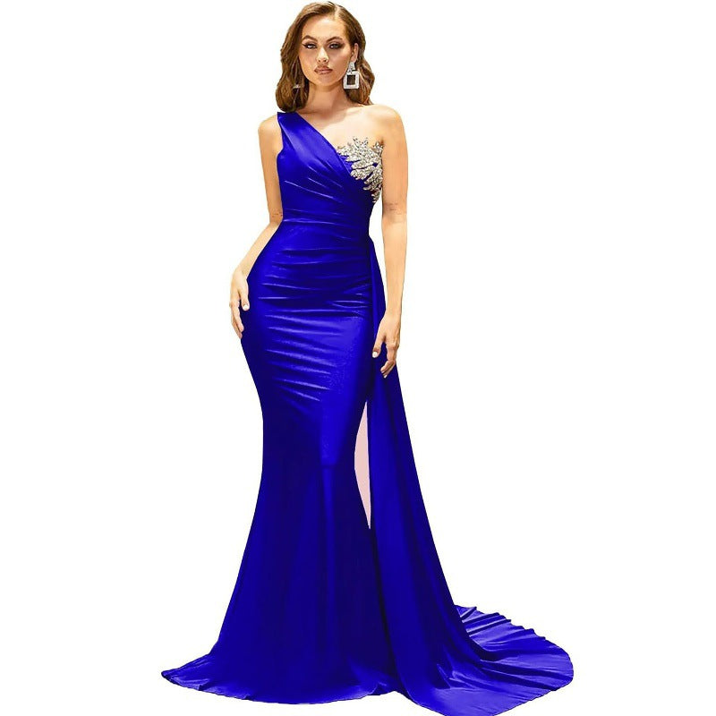 New Minimalist One-shoulder Sexy Evening Gown for Ladies